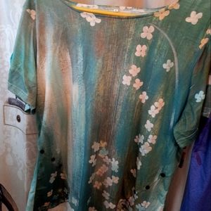 Green and white flower shirt